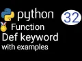 32 def keyword programs Python series in easy hindi