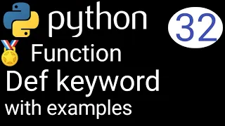 32 def keyword programs Python series in easy hindi