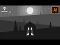 How to draw a Landscape in Adobe Illustrator - Easy tutorial for beginners