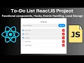 Build To-Do List App in React ReactJS Tutorial with functional components and hooks