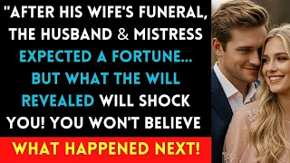 After his wife's funeral, the husband & his mistress went to the notary for his wife's inheritance..