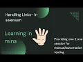 Handle Links in Java selenium in 5 mins
