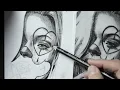 Live Charcoal Painting How To Draw A Chicano Style Tattoo With Charcoal Pencils