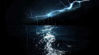 Immersive Thunder and Heavy Rainstorm at the Ocean Stress Relief to Wind Down for Relaxing Sleep