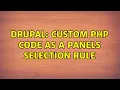 Drupal Custom PHP code as a Panels selection rule