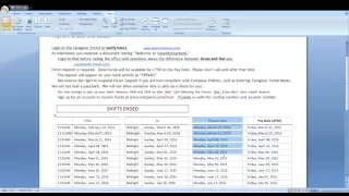 Payroll Schedule Part I