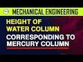 Mechanical Engineering Height Water Column Corresponding to Pressure Experiment Fluid Mechanics