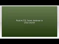Restore SQL Server database to Linux Docker
