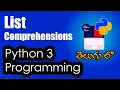 List Comprehension Python Python Tutorials Python for Data Science Telugu