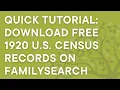 How to locate FREE 1920 census records on FamilySearch basic advanced search with examples