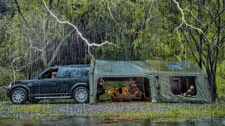 Camping In Heavy Rain With My Dog 3 Room Inflatable Tent Sound Of Rain ASMR 