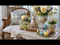Elegant Easter Home Decor Ideas Shabby Chic Pastel Tablescape Bunny Accents