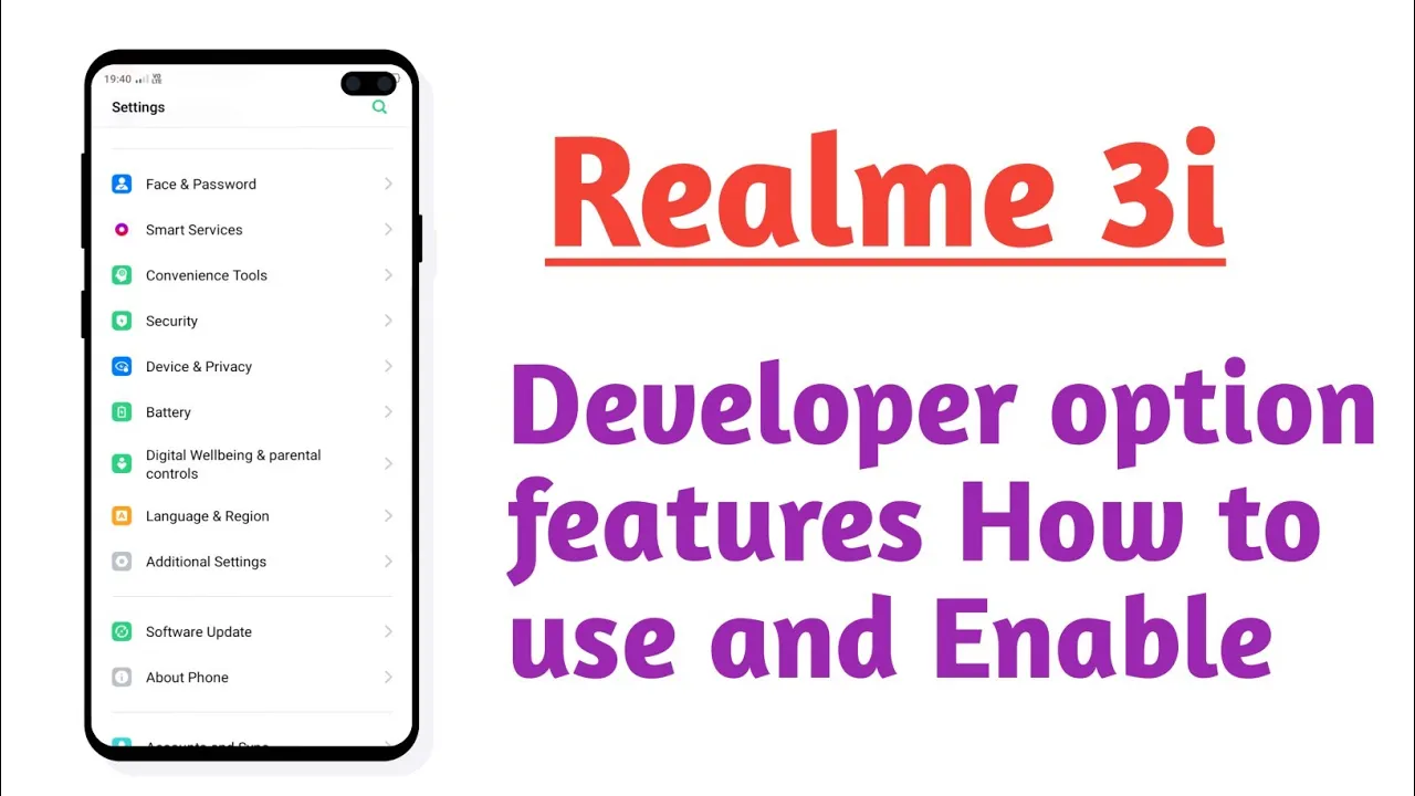 Realme 3i , How to use and Enable Developer option features explain
