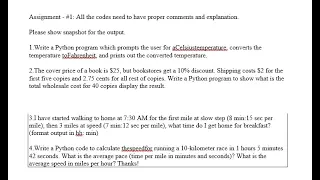 Python Assignment - Help in Homework