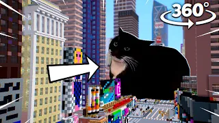360° GIANT Maxwell Cat in center of New-York in Minecraft! SOS... | VR Video 4K