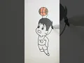 coloring in cute boy playing basketball