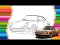 PORSCHE 911 The Amazing Spider-Man How to Draw Coloring Pages Kids Songs