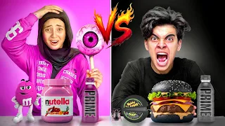 تحدي اكل يوم كامل بنفس لون ملابسنا الحسين اتسمم مؤثر  تحدي اكل يوم كامل بنفس لون ملابسنا الحسين اتسمم مؤثر