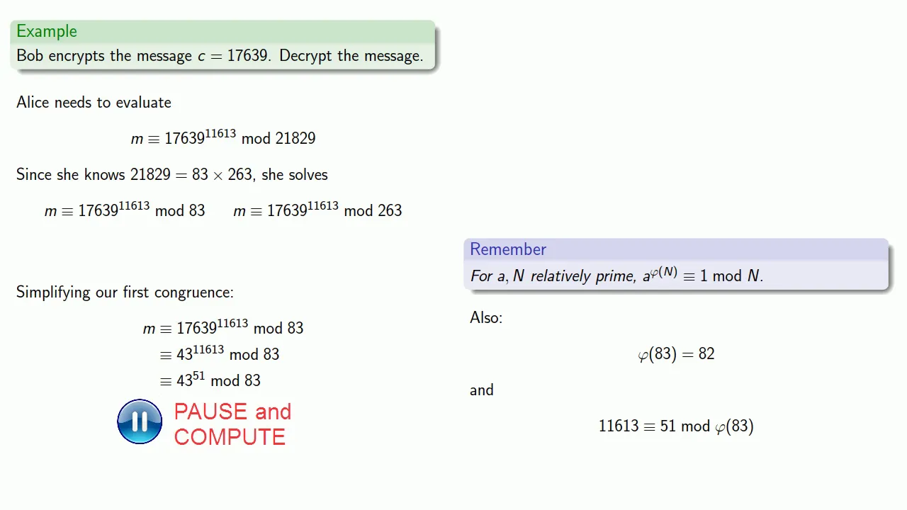 Decrypting RSA Using the Chinese Remainder Theorem