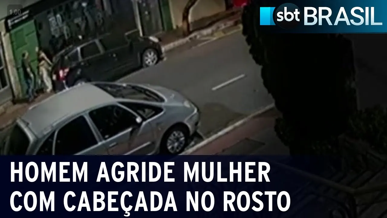 Homem agride mulher com cabeçada no rosto | SBT Brasil (24/07/23)