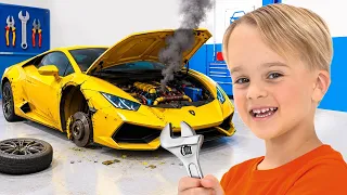 Niños aprenden a ser siempre honestos ¡Divertidas aventuras en un taller mecánico!