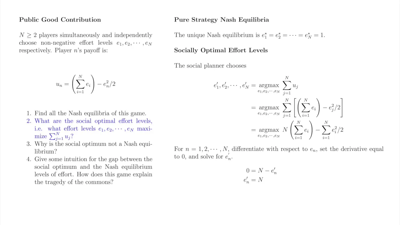 Game Theory 24: Public Goods