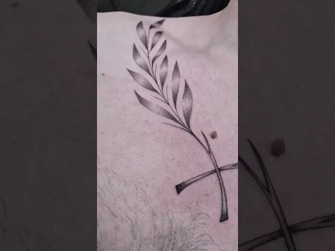 Fine line botanical chest tattoo #tattoo