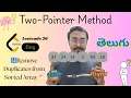 LeetCode 26 Remove Duplicates Sorted Array Two Pointer Method Telugu Placement Series