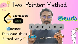 LeetCode 26 Remove Duplicates Sorted Array Two Pointer Method Telugu Placement Series