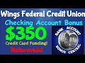 Wings Financial 350 Checking Account Bonus Nationwide Offer Plus Credit Card Funding