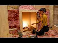 Download Lagu Build a warm fireplace in the Wooden Cabin during the winter | Ana Bushcraft Ep.64