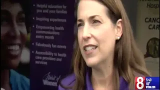 WTNH s Jocelyn Maminta checks out the HHC Sports Zone at the Travelers Championship