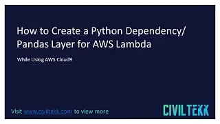 How to Create a Python Dependency Pandas Layer for AWS Lambda AWS Cloud9 AWS Lambda Python