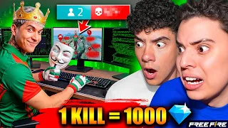 ¡LE DAMOS 1,000 DIAMANTES POR KILL A TINCA EN FREE FIRE !! *FINAL INESPERADO* CON DONATO !!! 😈💎
