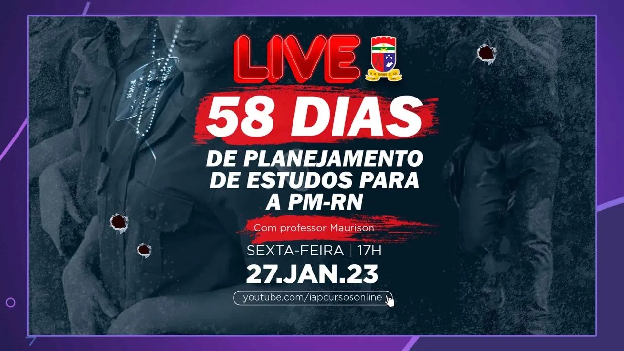 LIVE: PLANEJAMENTO DE ESTUDOS PARA A PMRN FALTANDO 58 DIAS.