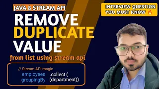 Remove Duplicates from a List using Java Stream API Java Coding Interview Question
