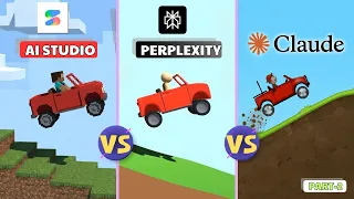 I Challenged 3 AI to Build Hill Climb Racing Game Part 2 Perplexity vs Google AI Studio vs Claude