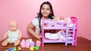 لعبة بيبي توأم مع سرير طابقين العاب بنات Baby Doll Bunk Bed Bedroom House Toy 