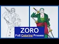 Zoro Coloring Page Satisfying Anime Art Marker Blending