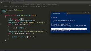 print array elements in reverse order java programming