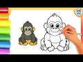Draw a Cute Gorilla in 5 Minutes How To Draw Coloring for Kids