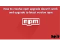 How to resolve NPM upgrade to latest version