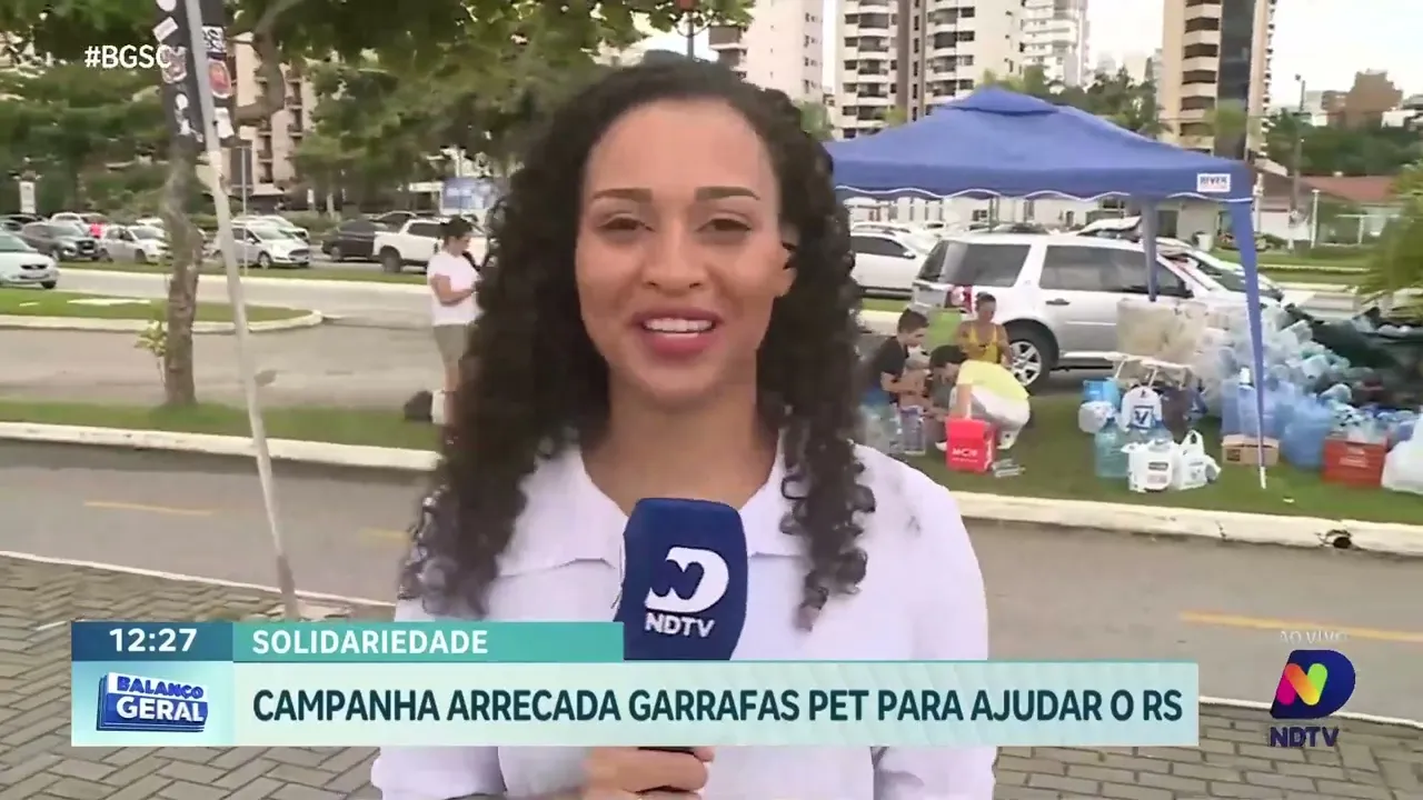 Campanha em Florianópolis arrecada garrafas pets para ajudar o Rio Grande do Sul
