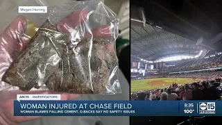 Falling cement hit woman s head at Chase Field according to claim