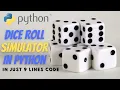 Dice roll simulator in Python Python language coding for student