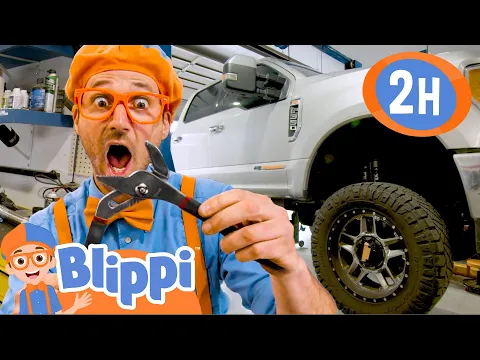Download MP3 Big Day Out at the Garage with Cars, Trucks, Vehicles and Tools! | 2 HOURS OF BLIPPI TOYS!