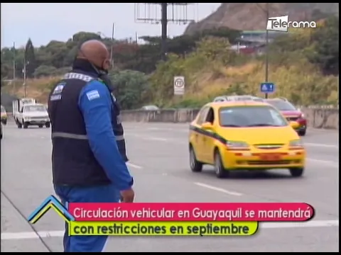 Circulación vehicular en Guayaquil se mantendrá con restricciones en septiembre