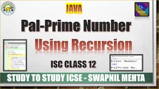 PalPrime Number using Recursion In Java Prime Palindrome ISC JAVA important recursion questions