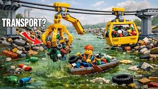 LEGO Cable Car Trash Transport - Cleaning a Polluted River