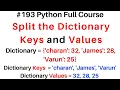 Python Full Course Split the Dictionary Keys and Values